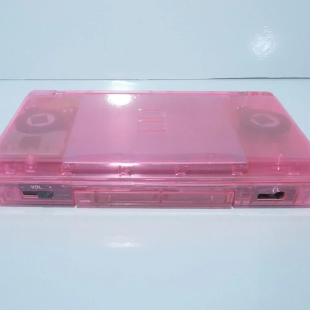 Nintendo DS Lite Transparent Clear Pink Handheld System with Charger & Stylus